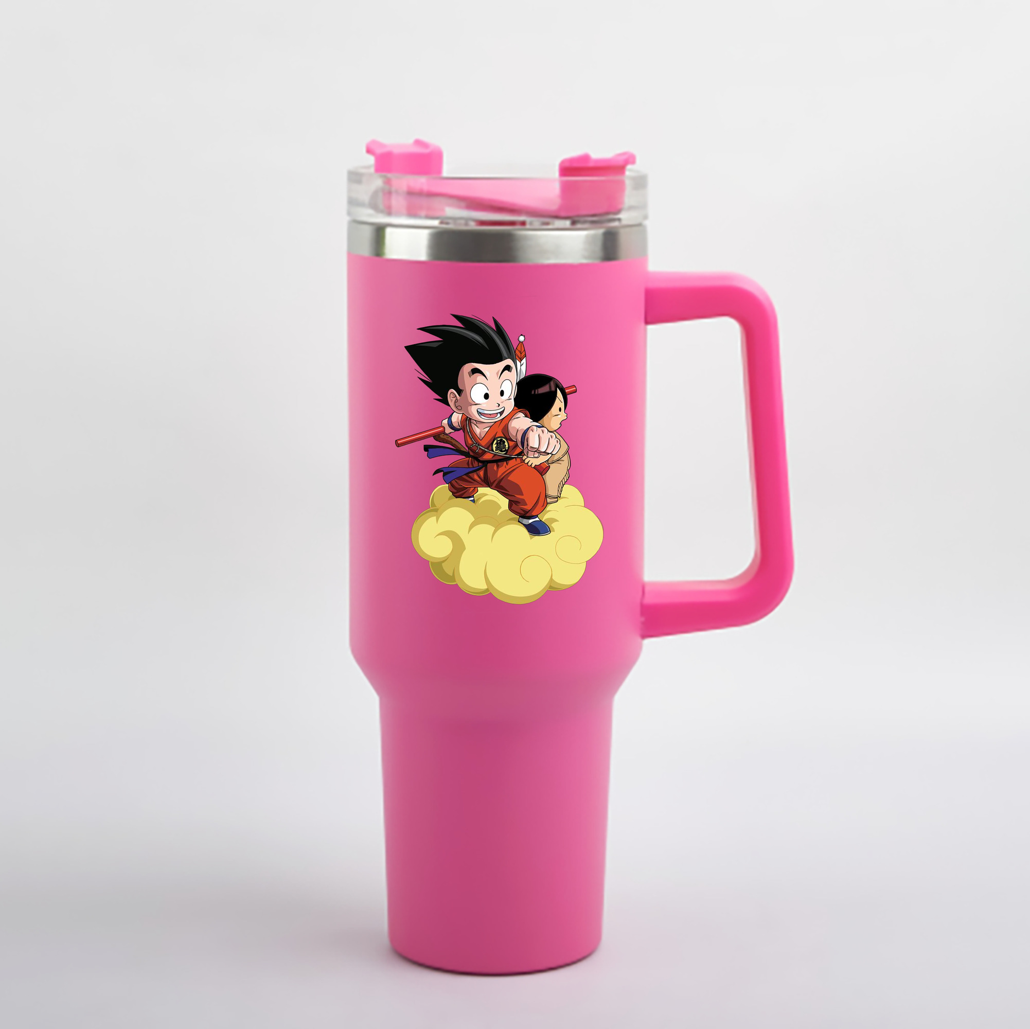 （画像用） ドラゴンボール 孫悟空（そん ごくう）Son Goku カカロット DRAGON BALL Kakarotto 1200mL車用タンブラー - クリスタルステッカー（プラスチックストロー付き）